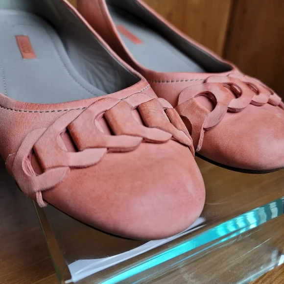 Ecco white washed orange round toe leather chain detail comfort flats - Picture 8 of 10